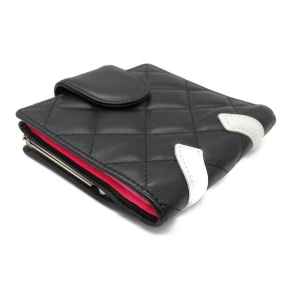 CHANEL Cambon Wallet Bi-fold Black White Leather - Picture 5 of 11